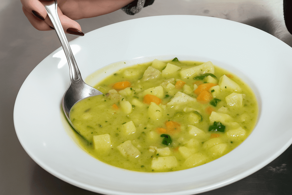 Deftige Erbsensuppe mit frischem Gemüse selber kochen